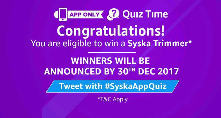 Amazon syska quiz answers
