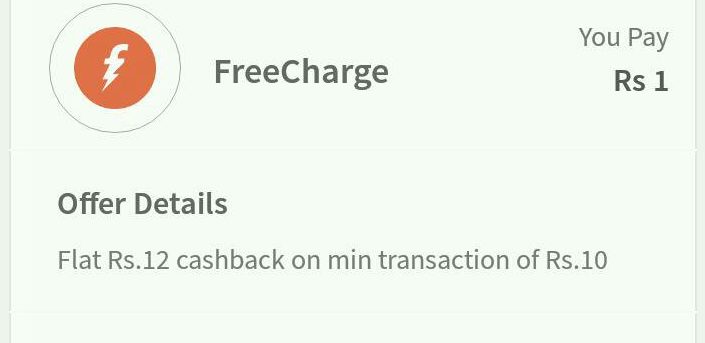 Freecharge Cashback Offer : Get Rs 12 Cashback on Rs 10 Recharge (*All Users*)