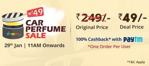 Droom Car Perfume Flash sale at only Rs 45 [100 % Cashback With Paytm ]