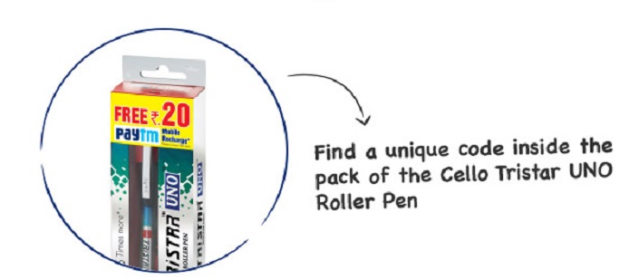Paytm Cello offer - Get Rs 20 Free mobile recharge with every pack