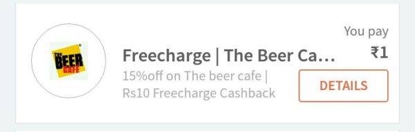 Freecharge Beer cafe offer - Get Rs 10 Free Recharge for All users