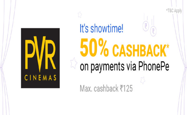 PhonePe PVR Cinemas Offer : Get 50% Cashback On Movie Tickets @ PVR