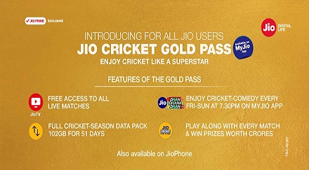 Jio Cricket Plan at Rs.251 – Daily 2GB Data For 51 Days + Free IPL Streaming