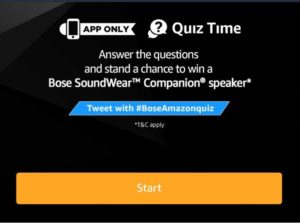 Amazon Bose Quiz Answers – win Bose SoundWear Companion Speaker