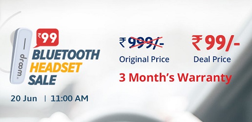 Droom Bluetooth Headset Sale - How to Buy Headset at Rs.99 from Droom Flash Sale