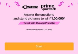 Amazon Prime Day Quiz Answers - Win Rs.1,00,000 amazon pay balance