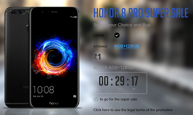 Honor 8 Pro Rs.1 Flash Sale - How to Buy Honor 8 Pro smartphone @ Just Rs.1
