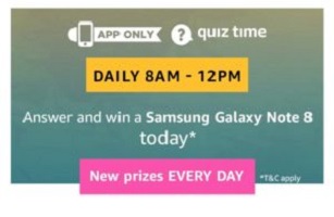 Amazon Quiz Time Answers 8 August 2018 - Win Samsung Galaxy Note 8