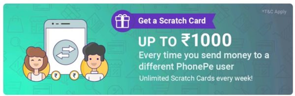 PhonePe Offer – Send Money & Earn Unlimited Scratch Cards