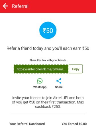 Airtel upi refer loot