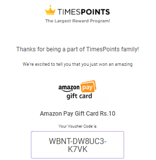 TimesPoints Amazon Voucher Proof